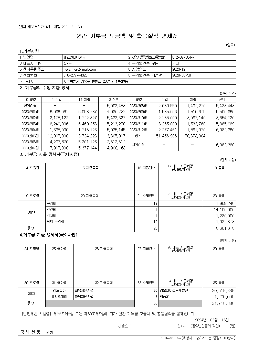 2023년 명세서
